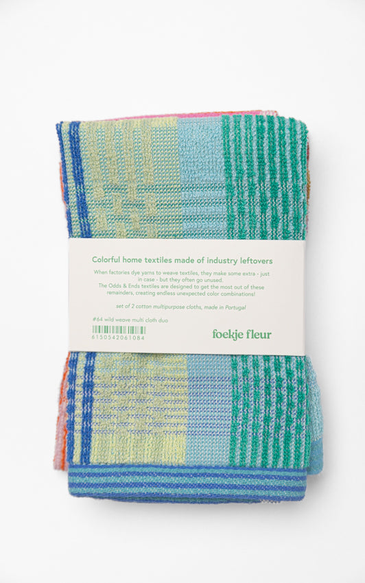 Multi-Klude med farvestrående tern · Lavet af garnrester fra tekstilindustrien · Designer af Foekje Fleur hos Niedziella & Friends