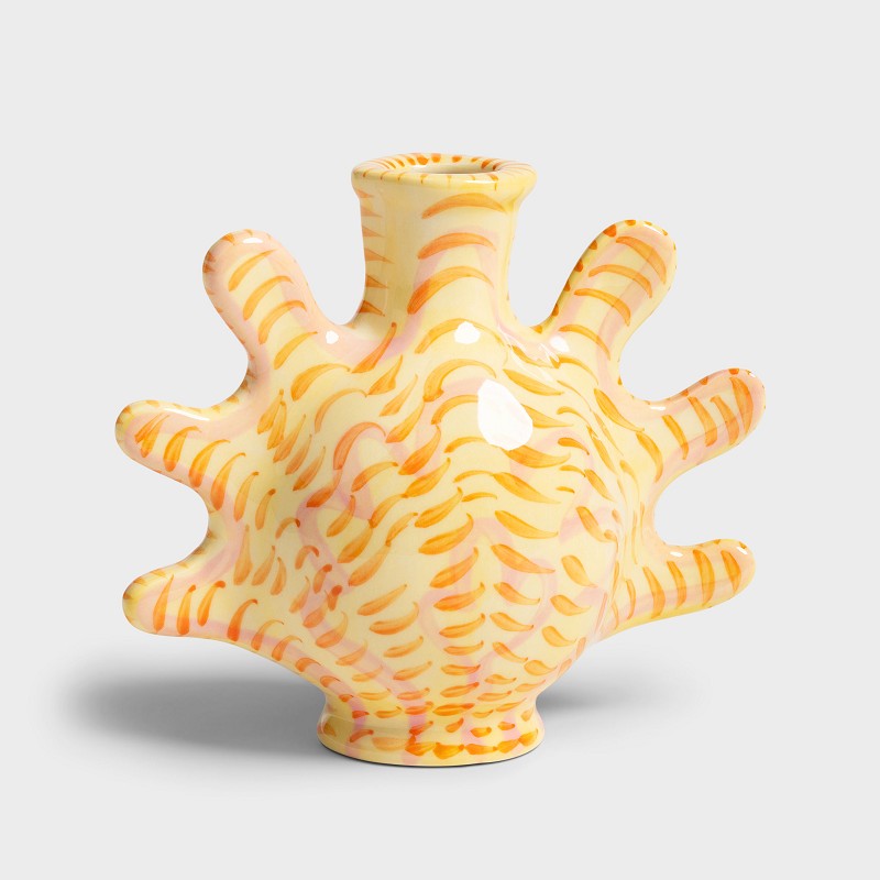 Håndekoreret musling i forårsfarver, som kan  bruges som både vase og lysestage · Niedziella & Friends (7948732596452)