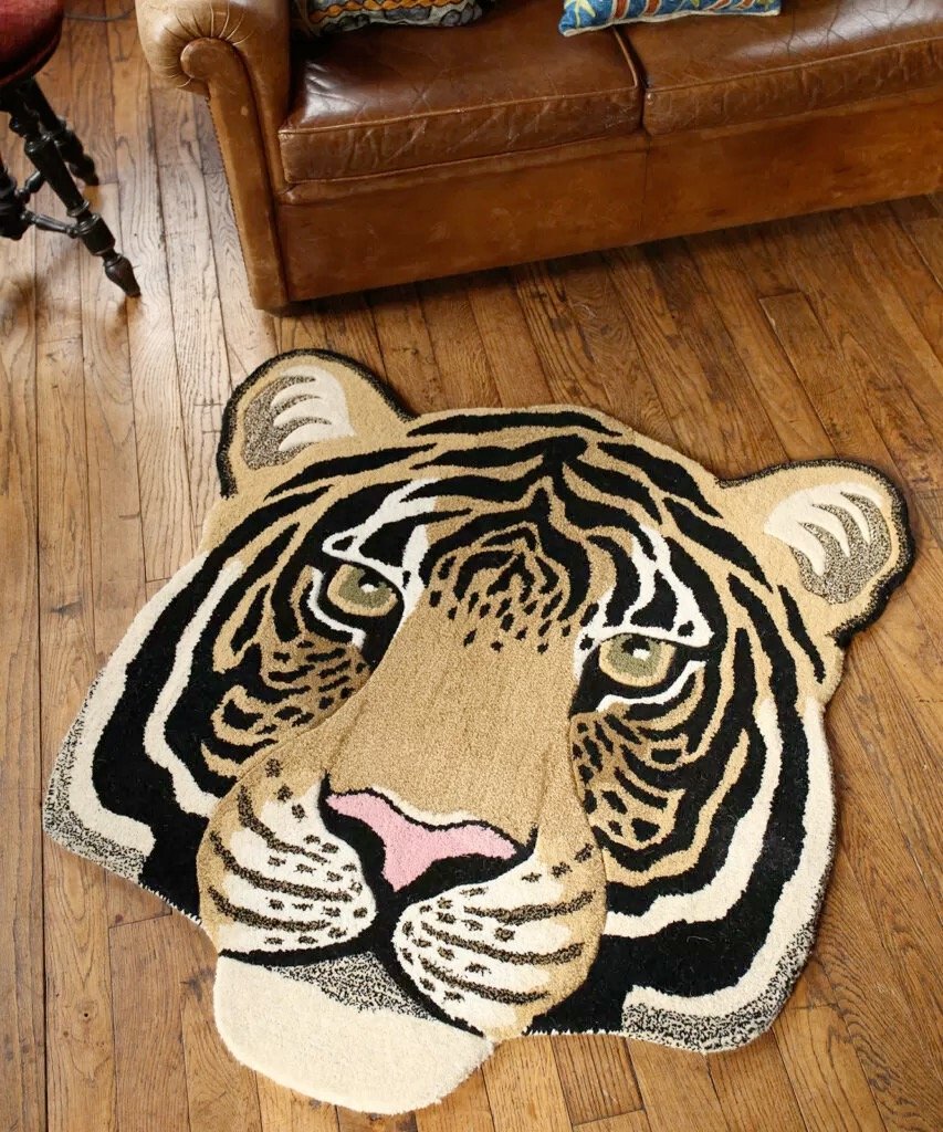 Håndlavet tæppe i uld | Tapis Amis Tigerhoved fra Doing Goods | Niedziella & Friends (6747198980250)