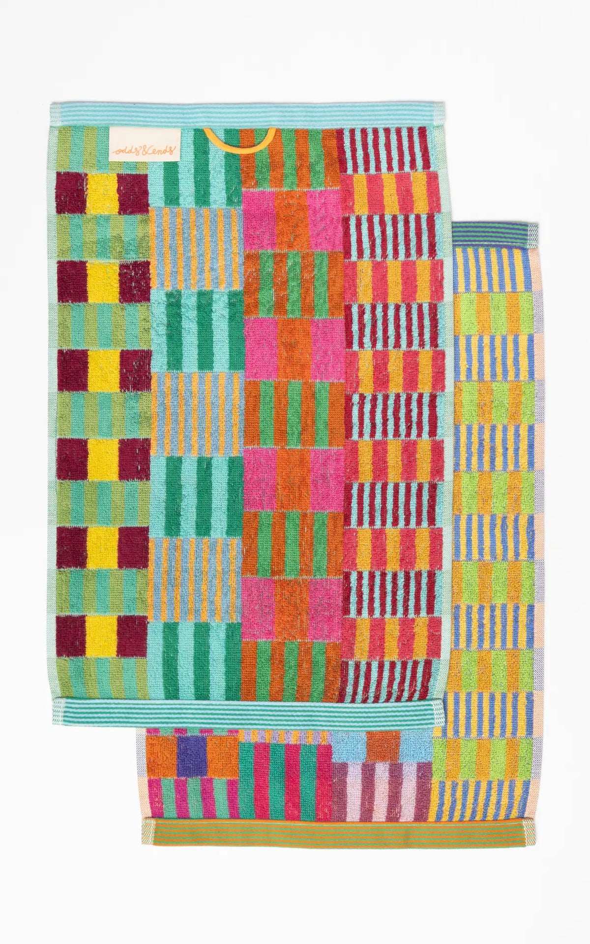 Bæredygtige gæstehåndklæder med farvestrålende tern · Lavet af garnrester fra tekstilindustrien · Designer af Foekje Fleur hos Niedziella & Friends