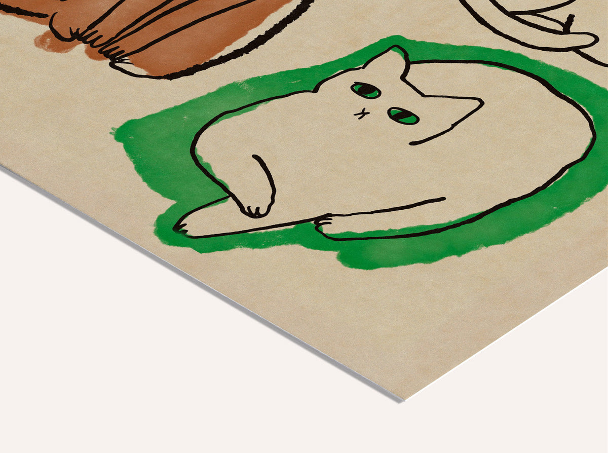 Illustration med katte i smukke farver · Kunsttryk hos Niedziella & Friends