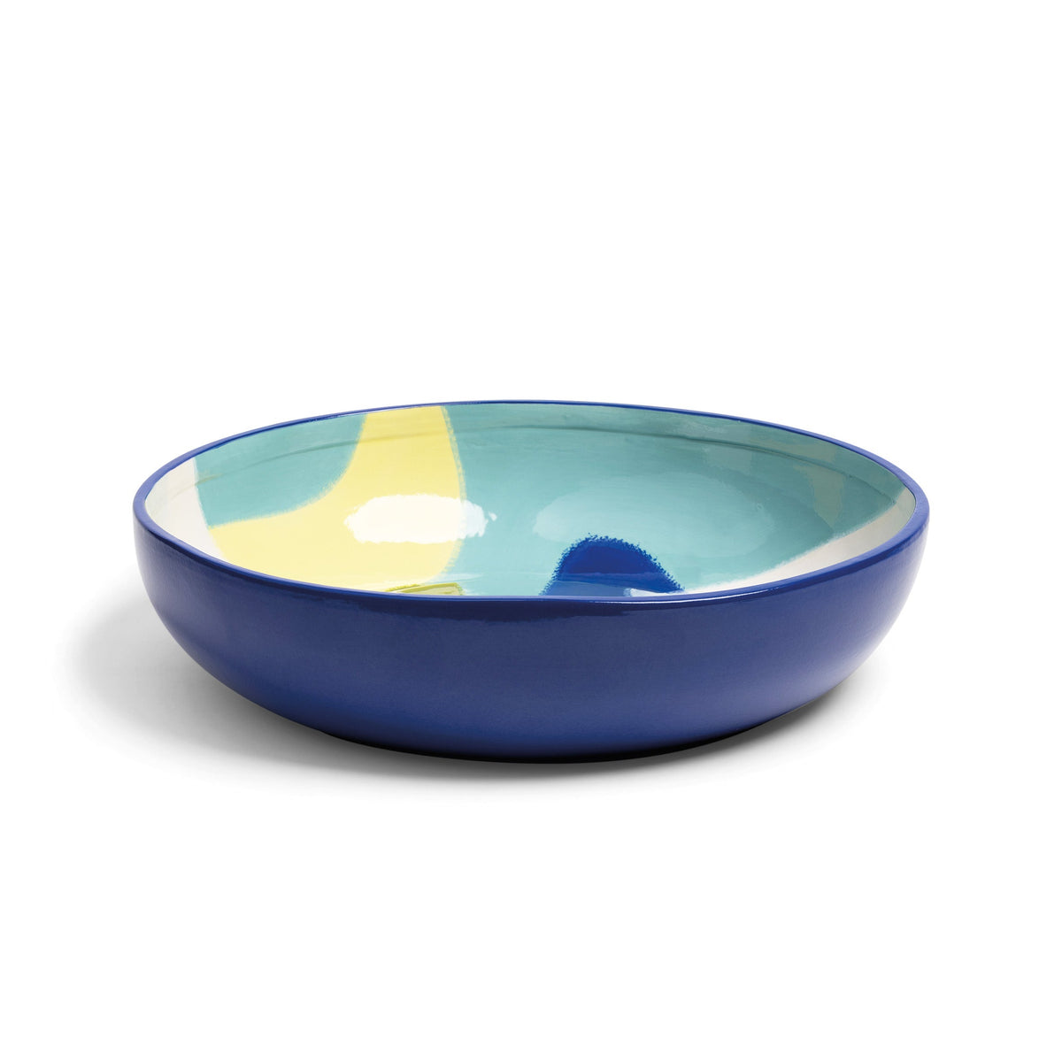 Salatskål i porcelæn · kobolt/blå/gul