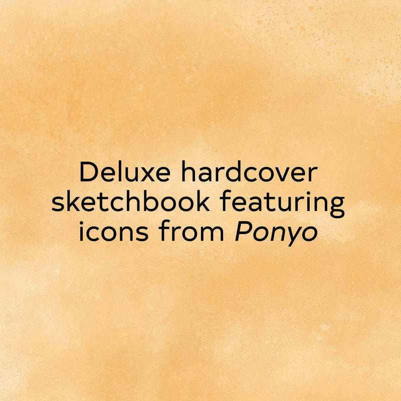 Elegant sketchbook med stofomslag og folieprægede motiver fra filmen om Ponyo fra Studio Ghibli  · Niedziella & Friends