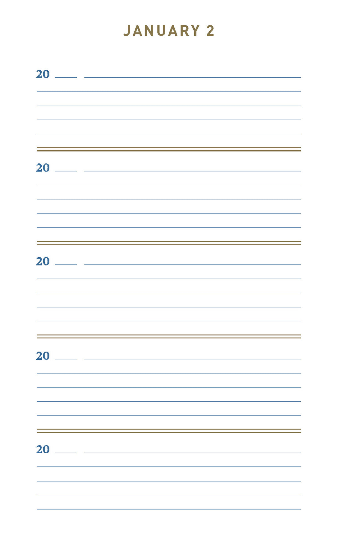 One Line A Day · Elegant kalender med denmin-farvet canvasforside · Mindeskalender med plads til 5 år · Niedziella & Friends