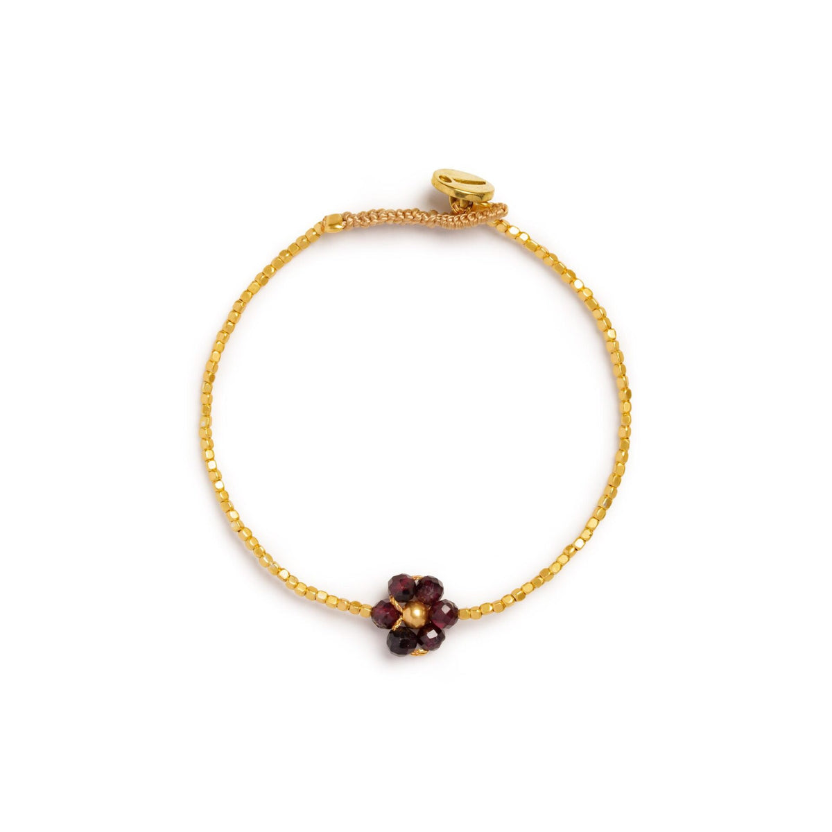 Håndlavet armbånd · Lulu Daisy Flower i farven  granat  fra IBU Jewels · hos Niedziella & Friends