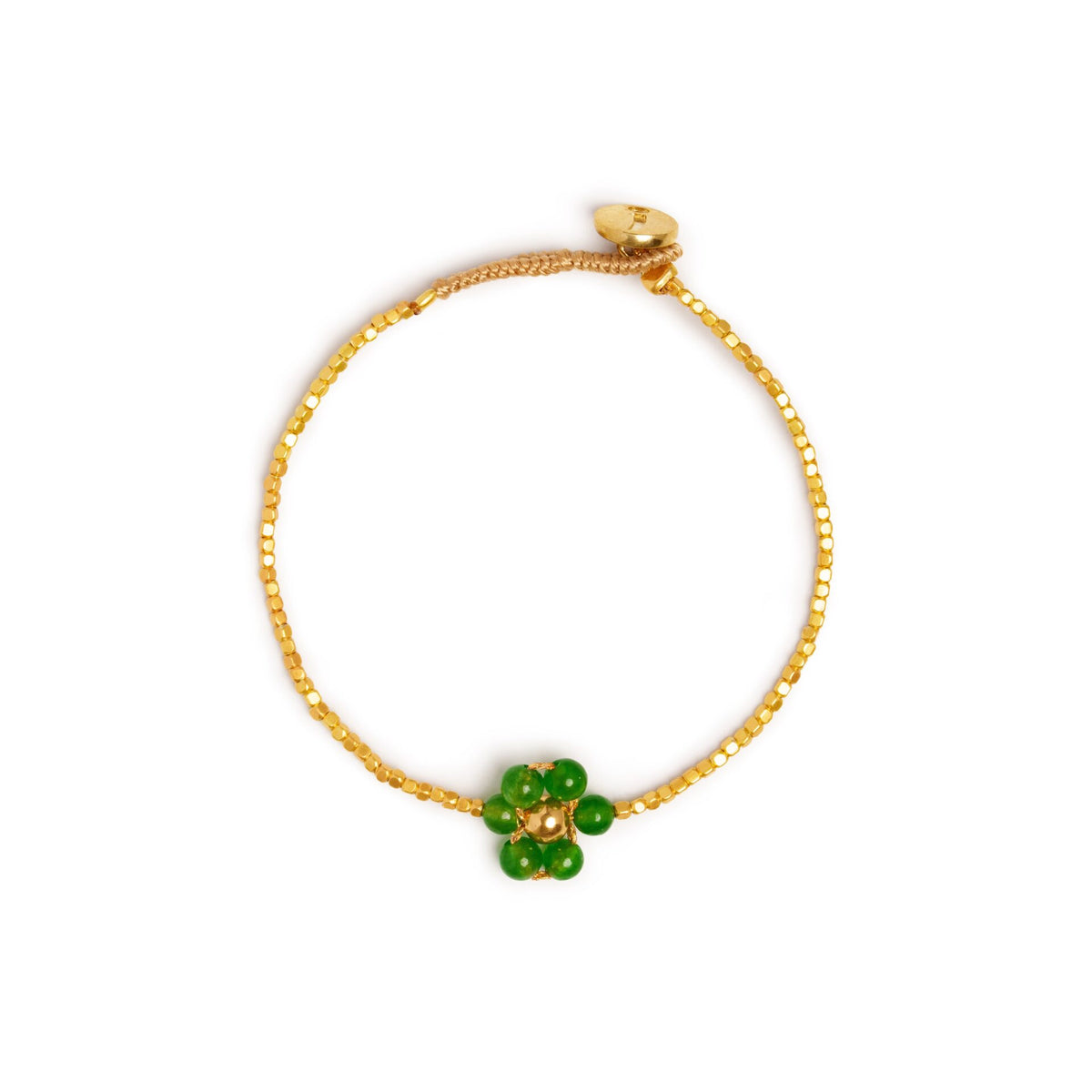 Håndlavet armbånd · Lulu Daisy Flower I farven green jade fra IBU Jewels · hos Niedziella & Friends