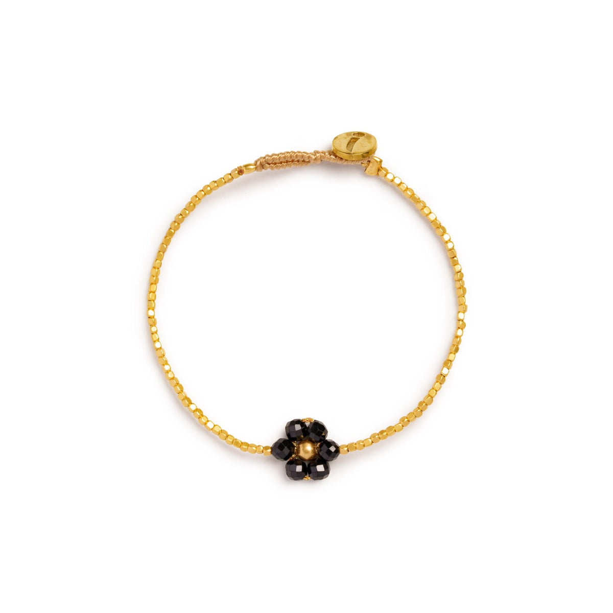 Håndlavet armbånd · Lulu Daisy Flower I farven onyx fra IBU Jewels · hos Niedziella & Friends