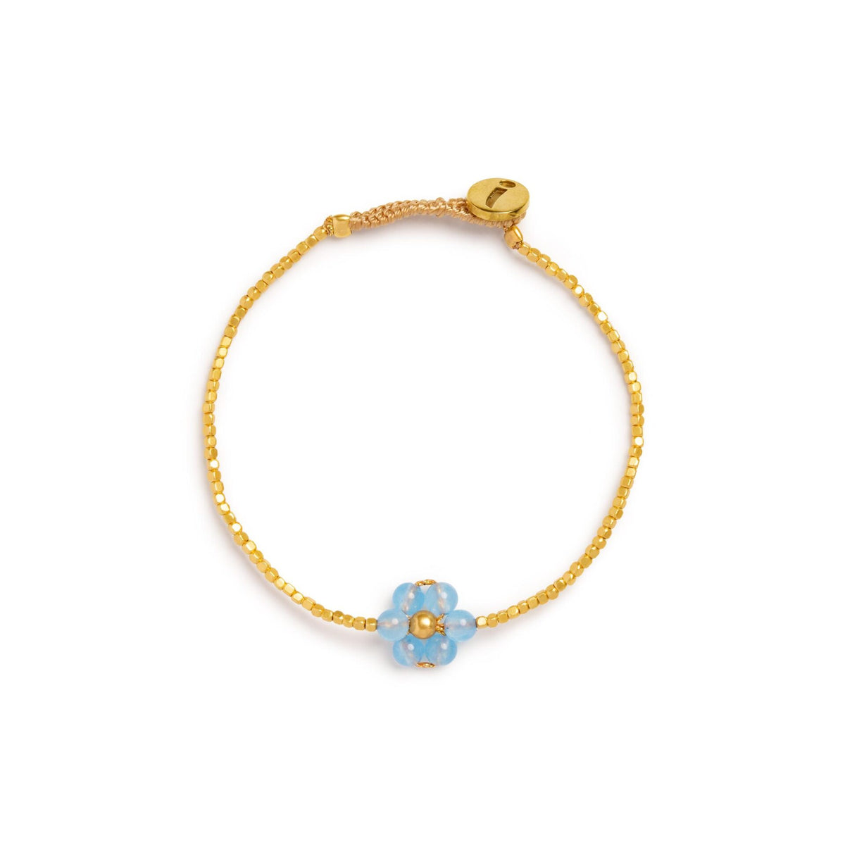 Håndlavet armbånd · Lulu Daisy Flower I farven blue chalcedony fra IBU Jewels · hos Niedziella & Friends