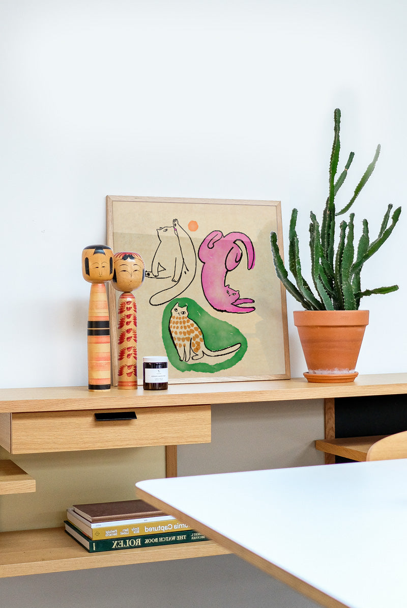 Illustration med katte i smukke farver · Kunsttryk hos Niedziella & Friends