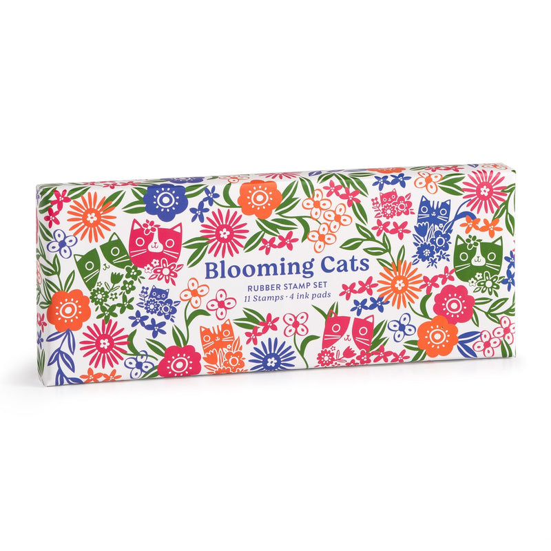 Fin æske med katte og blomster-stempler ·  11 stempler og 4 stempelfarver · Niedziella & Friends