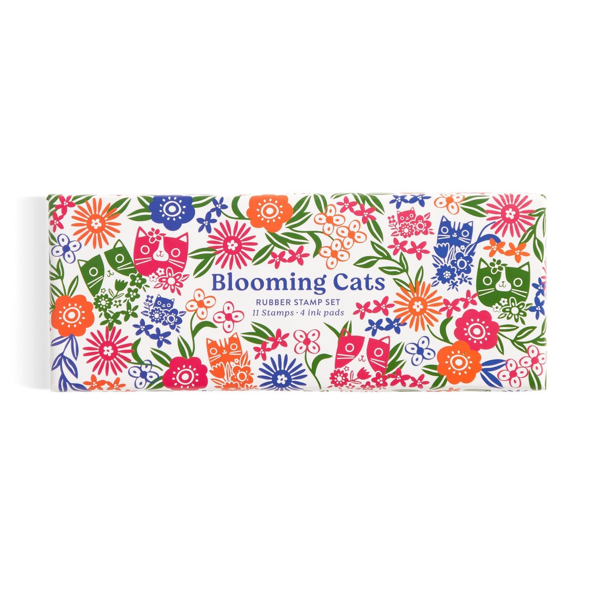 Fin æske med katte og blomster-stempler ·  11 stempler og 4 stempelfarver · Niedziella & Friends
