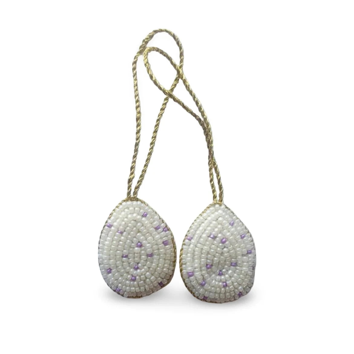 Håndbroderet miniatureæg · creme/lavendel