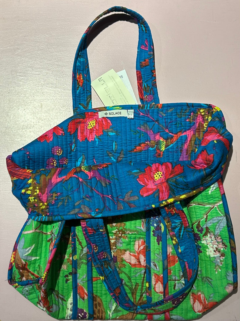 Projekttaske i 100% bomuld · Quiltet af rest-stof · Grøn med fugle · Niedziella & Friends