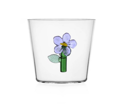 Vandglas med blomst · lilla