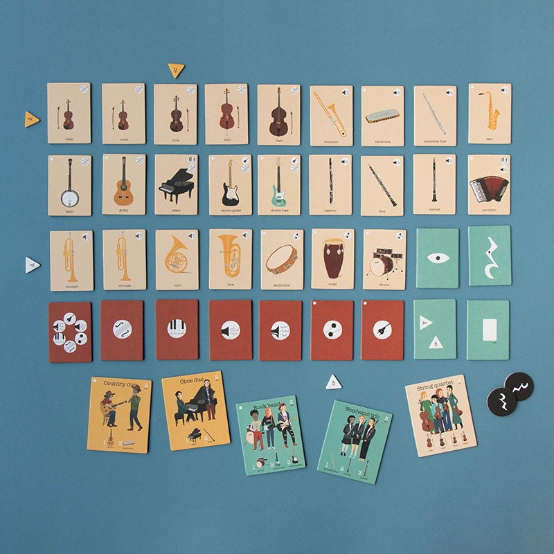 Huskespil med musikinstrumenter og musikere · Fine illustrationer fra Londji · Niedziella & Friends