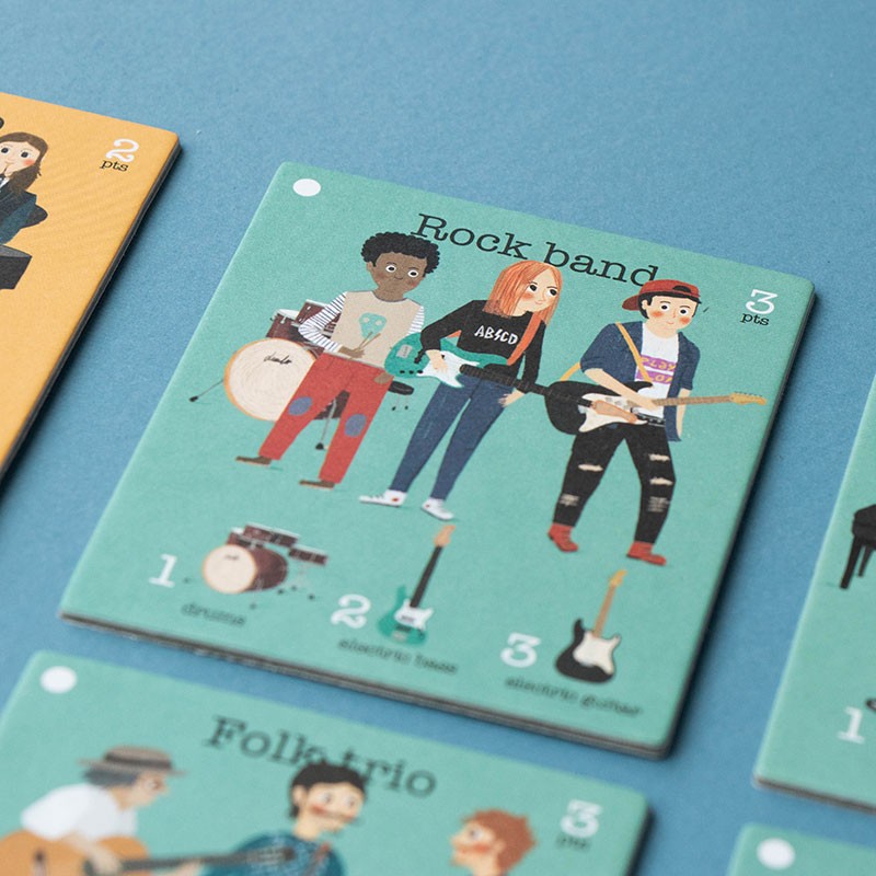 Huskespil med musikinstrumenter og musikere · Fine illustrationer fra Londji · Niedziella & Friends