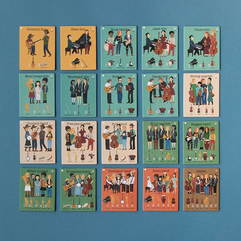 Huskespil med musikinstrumenter og musikere · Fine illustrationer fra Londji · Niedziella & Friends