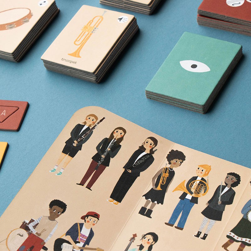 Huskespil med musikinstrumenter og musikere · Fine illustrationer fra Londji · Niedziella & Friends