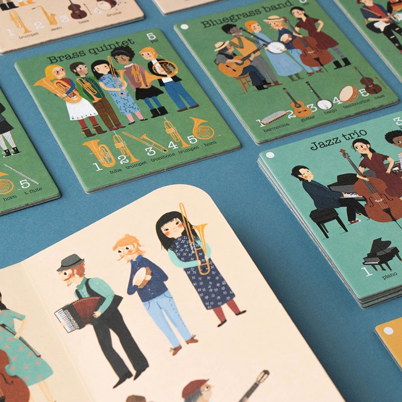 Huskespil med musikinstrumenter og musikere · Fine illustrationer fra Londji · Niedziella & Friends