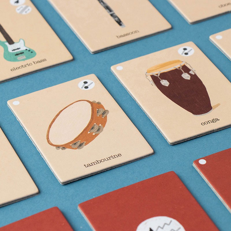 Huskespil med musikinstrumenter og musikere · Fine illustrationer fra Londji · Niedziella & Friends