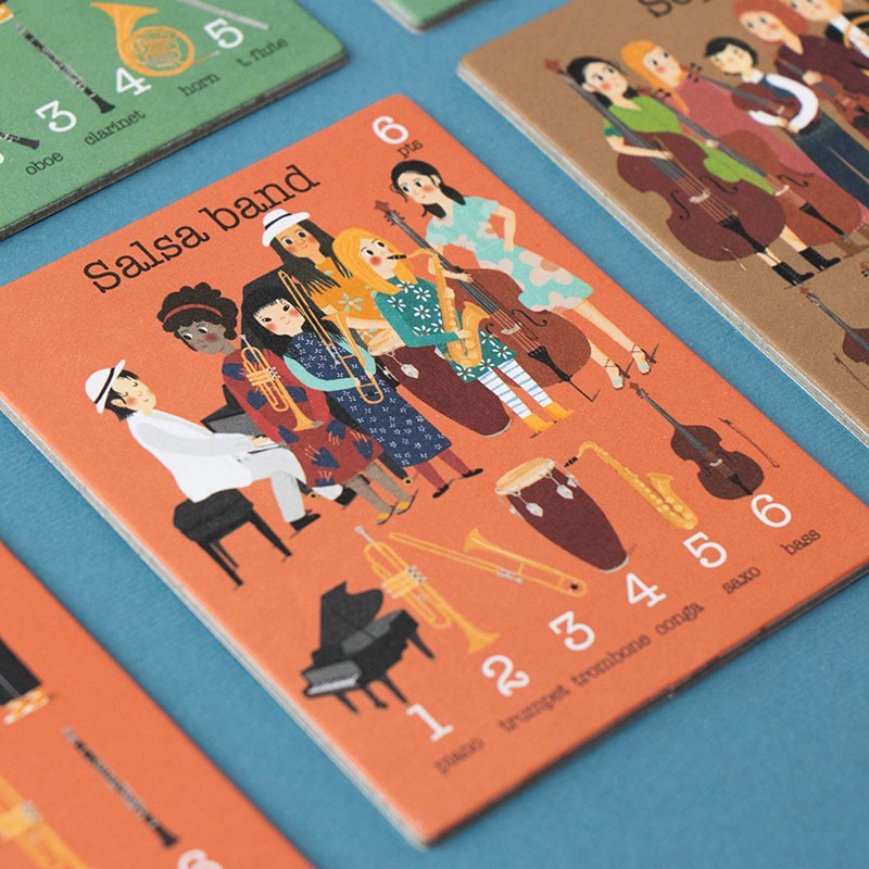 Huskespil med musikinstrumenter og musikere · Fine illustrationer fra Londji · Niedziella & Friends