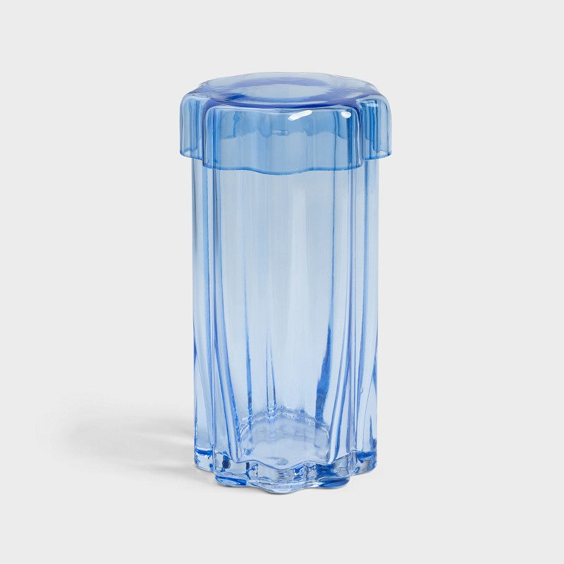 Glaskrukke med låg - blå
