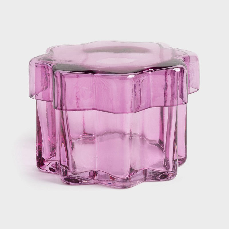 Glaskrukke med låg - pink