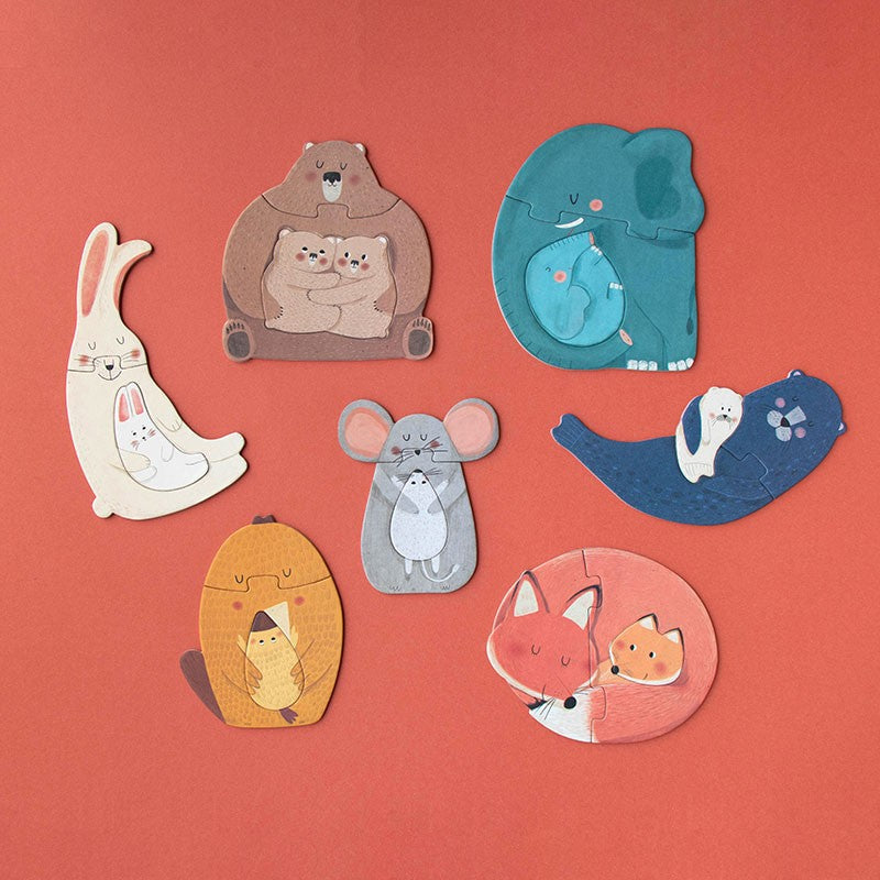 Puslespil til de mindste fra Londji · Sæt dyreunge sammen med mor · Niedziella & Friends 