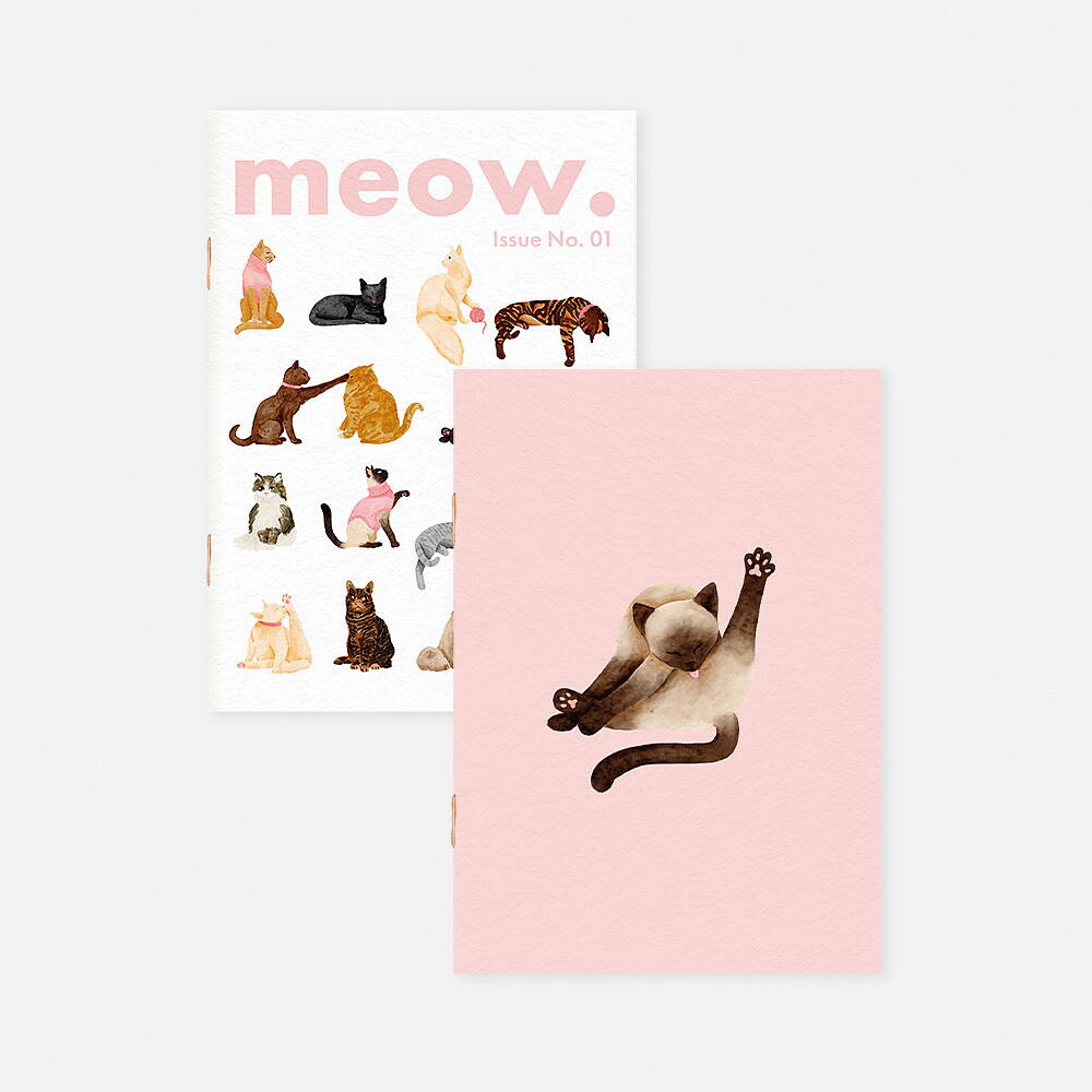 Notesbøger med illustration af stilbevidste katte · Sæt a to A6 fra atws · Hos Niedziella & Friends