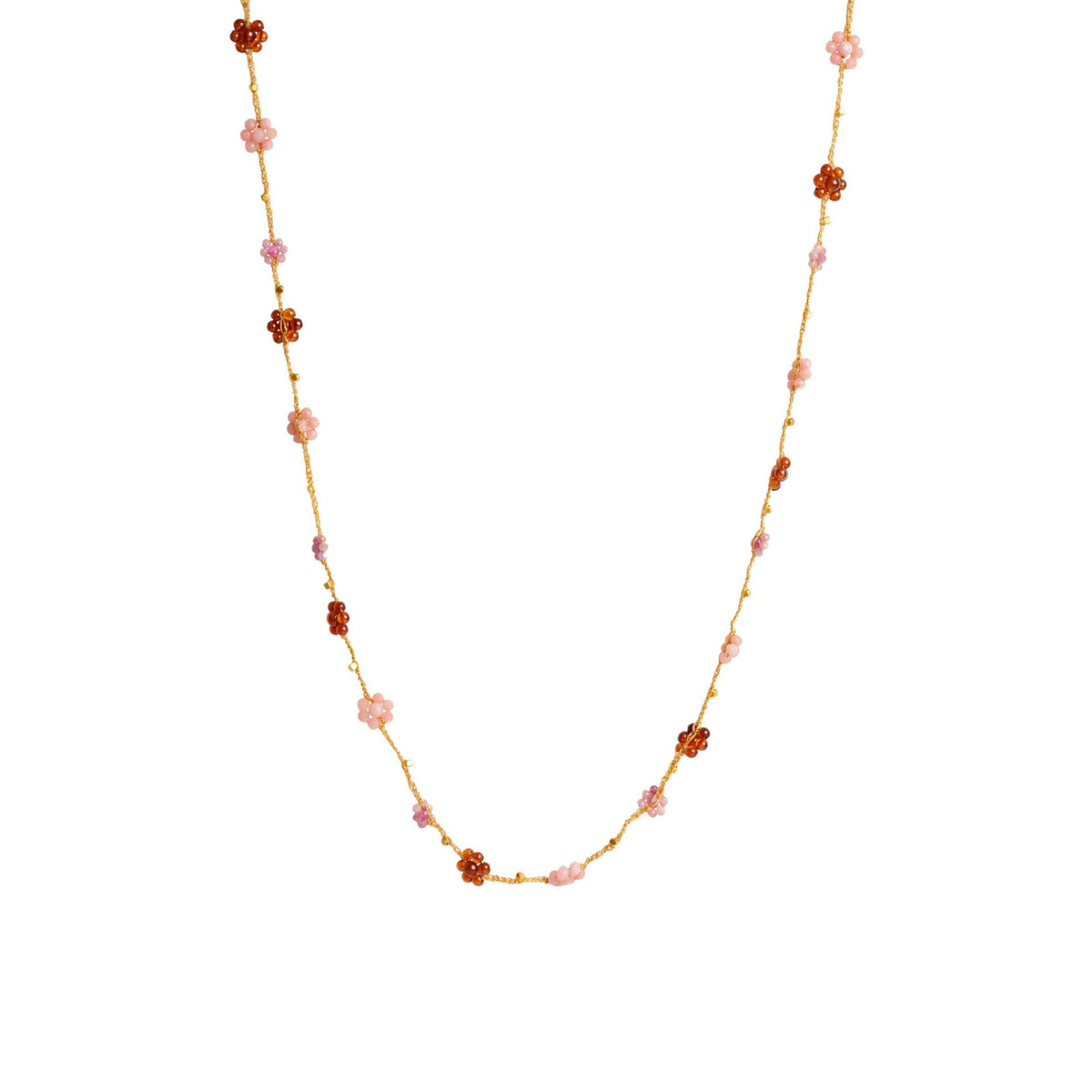 Håndlavet halskæde · Stone Flower I farven mix brown-rose fra IBU Jewels · hos Niedziella & Friends