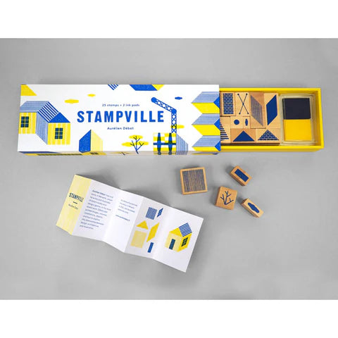 Stampville · Stempelsæt med 25 stempler og 2 farver til at lave huse, kraner, landskaber  ·  Niedziella & Friends