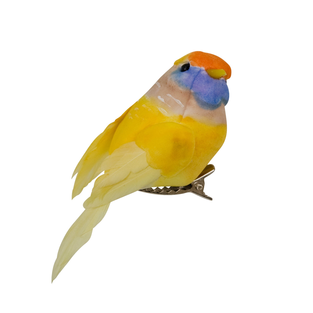 Deko-fugl på klip · gul