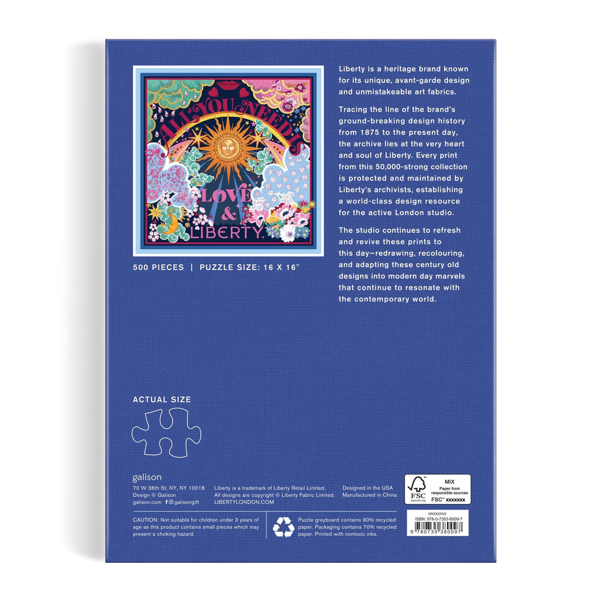 Puslespil på 500 brikker med smuk illustration fra Liberty of London · Indpakket som en bog · Niedziella & Friends