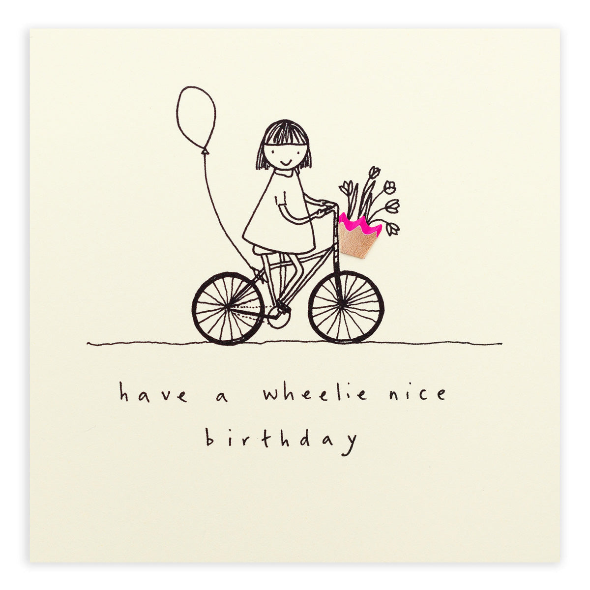 Pencil Shavings Card • Fødselsdags-pige med cykel (7815351009508)